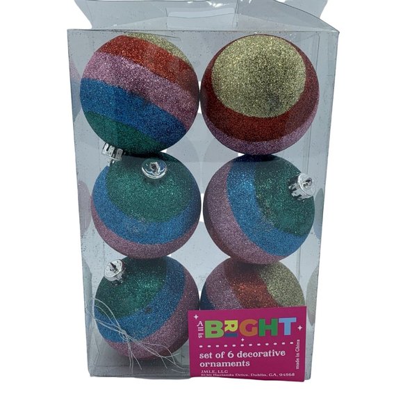 Glitter Ball Striped Christmas Tree Ornaments Multi-color - Picture 1 of 13
